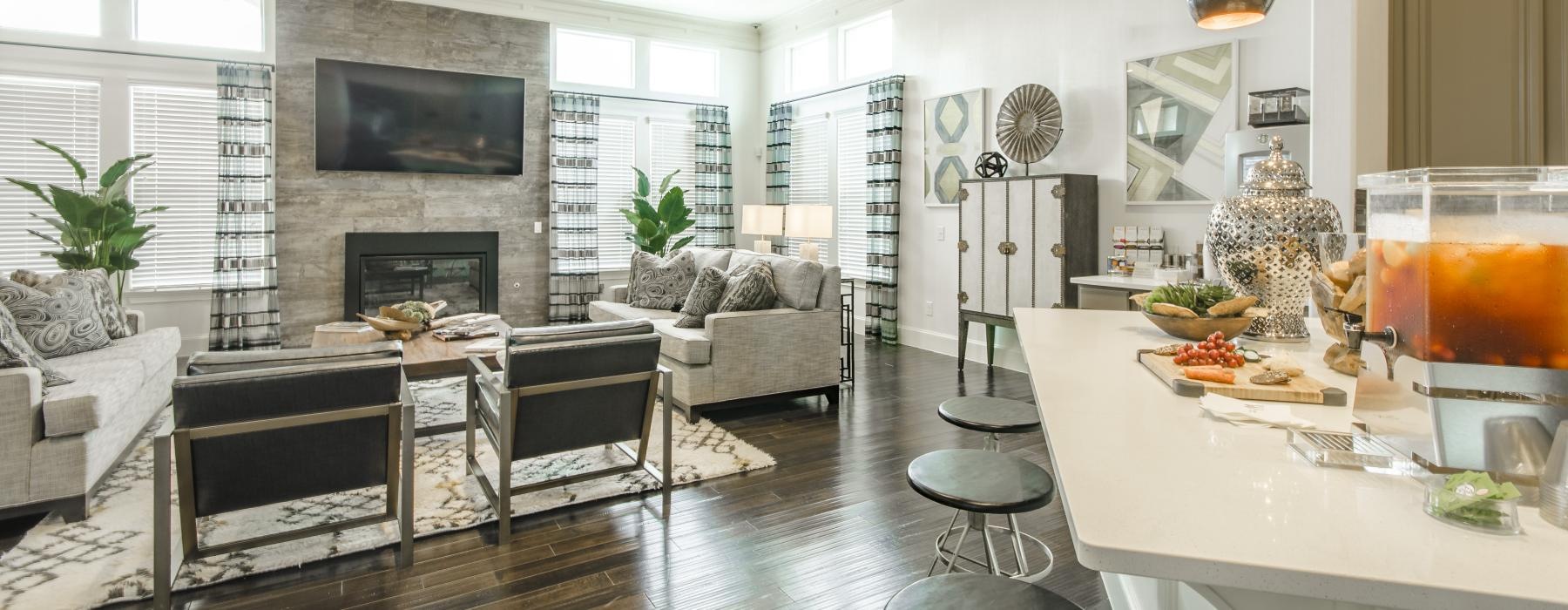 clubroom with a fireplace