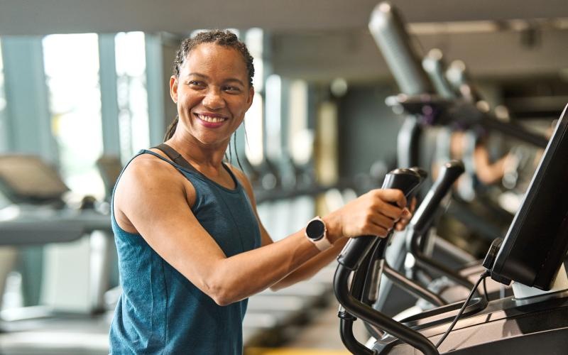a woman working out in a gym
