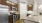 a kitchen with under cabinet lighting